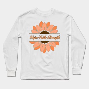 Orange Sunflower Hope Faith Strength Long Sleeve T-Shirt